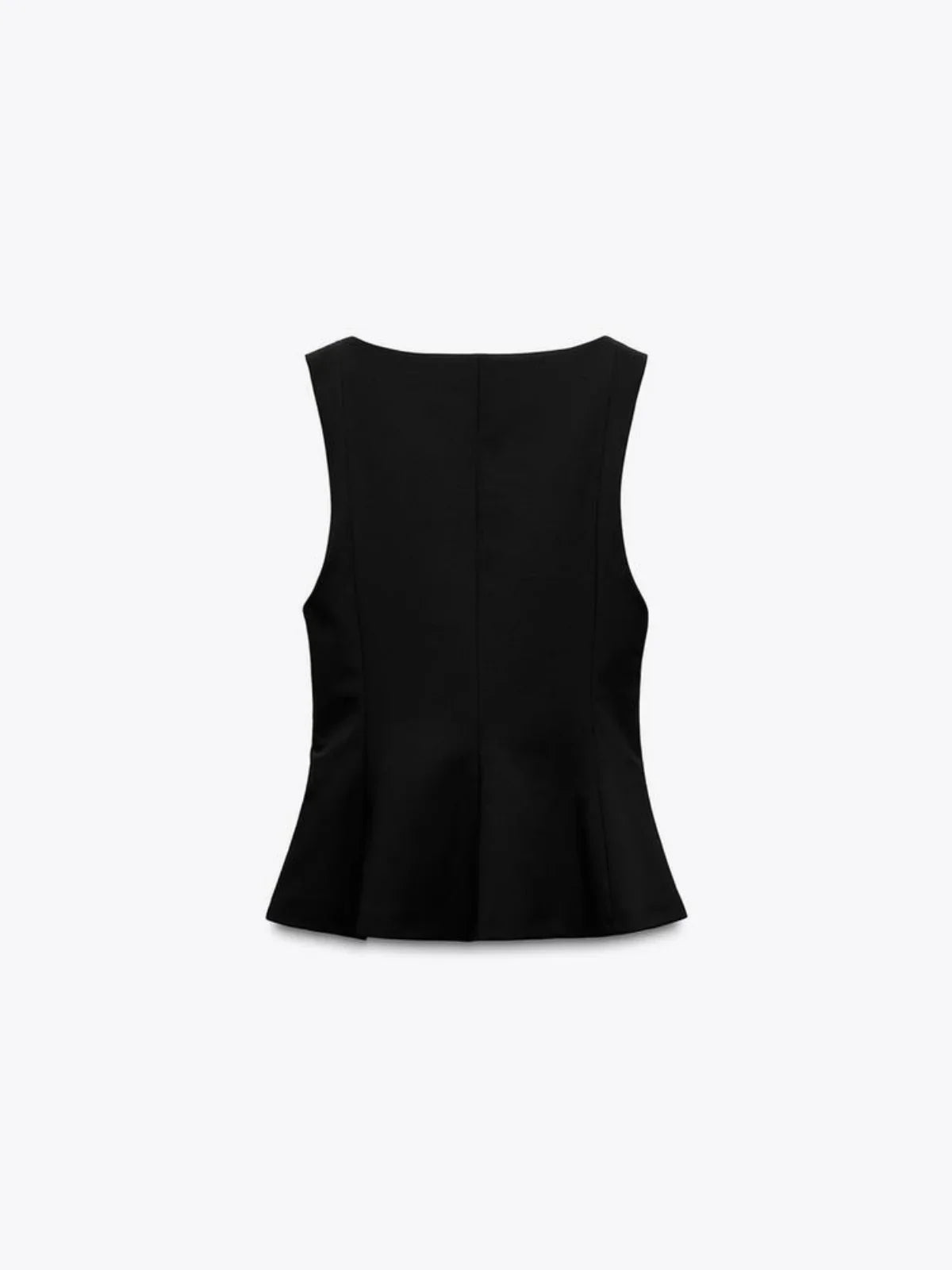 Slim-fit Square Collar Sleeveless Peplum Top