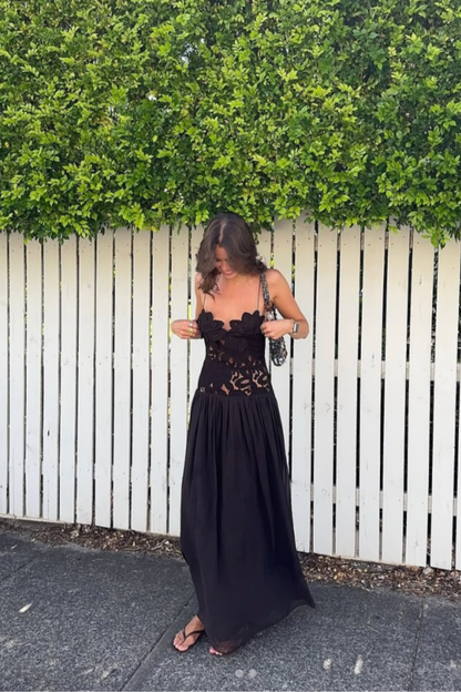 Stephanie Black Lace Maxi Dress