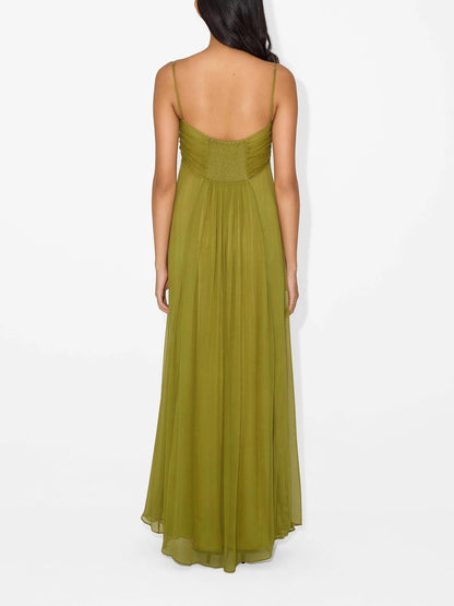 Sweetheart Spaghetti Strap Keyhole Empire Pleated Chiffon Maxi Gown