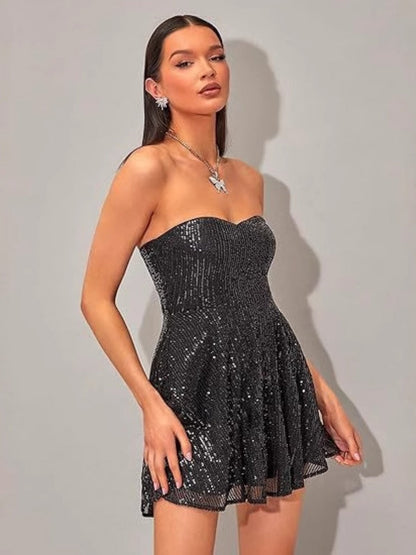 Tube Top Sequins Formal Dress Parties Banquet Mini&Short Dresses