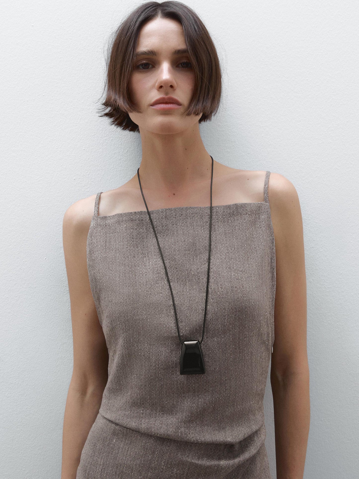 Square Neck Spaghetti Strap Overlay Waist Linen Look Midi Dress