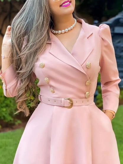 Lapel Trench Dress Commuting Grace Midi Dresses