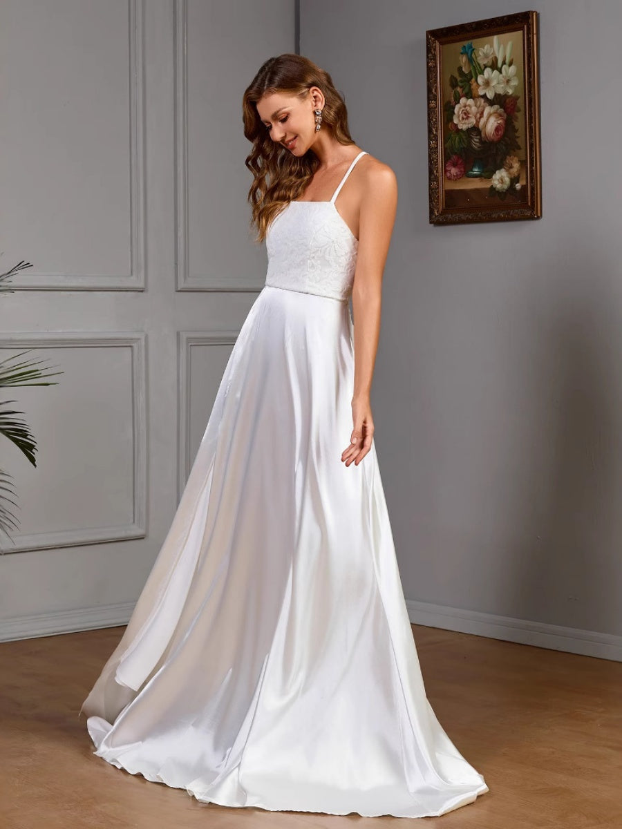 Sleeveless Camisoles White Tube Top Satin Sleeveless Wedding Evening Dress Maxi Dresses