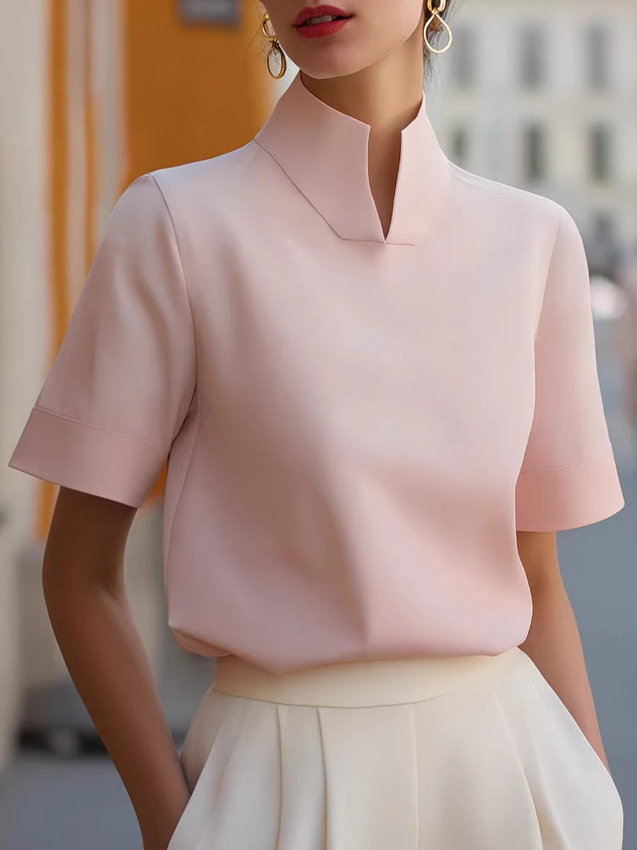 Stand Collar Short Sleeve Jacket Grace Shirts
