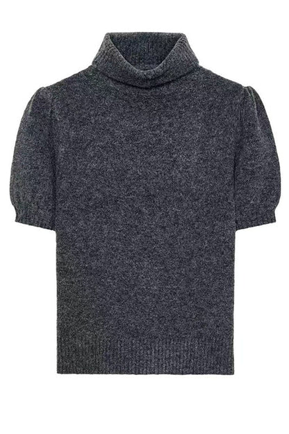 Margovil High Neck Puff Short Sleeves Sweater Top