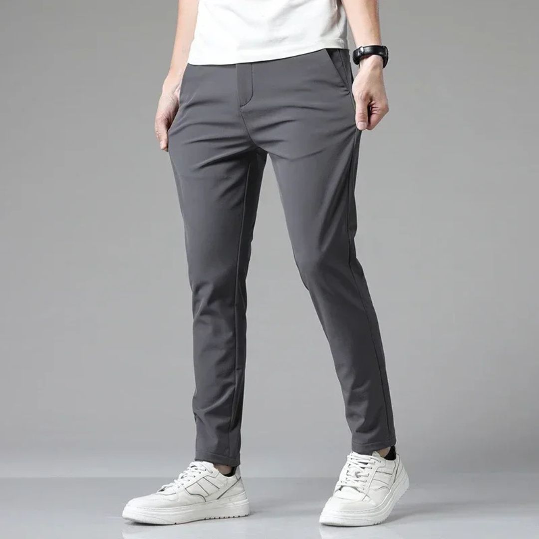 Maison Slim Fit Cotton Trousers | Lightweight | Zipper Fly | Summer
