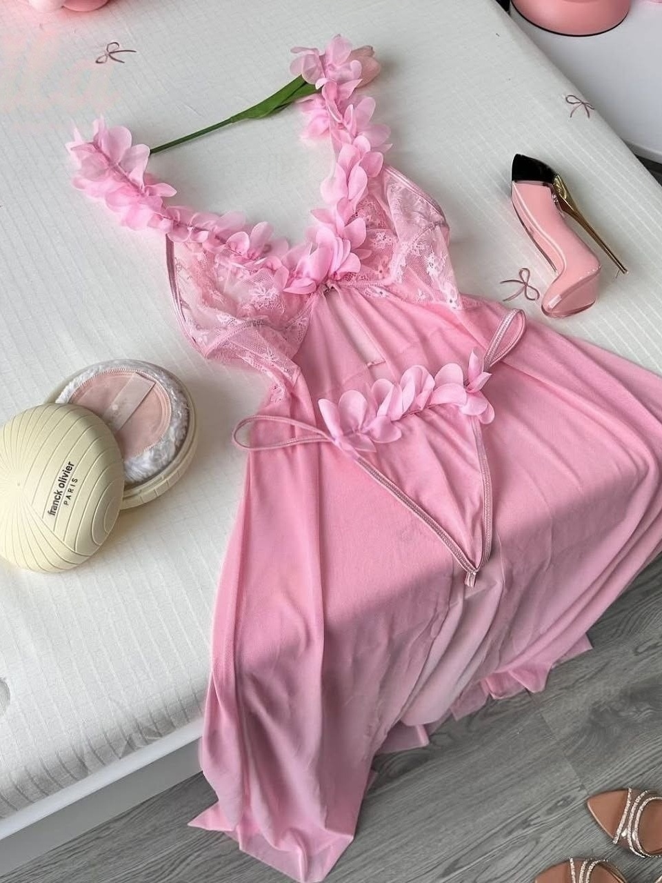 Long Spaghetti Strap Dress With Sheer Mesh Lace Backless Nightgown