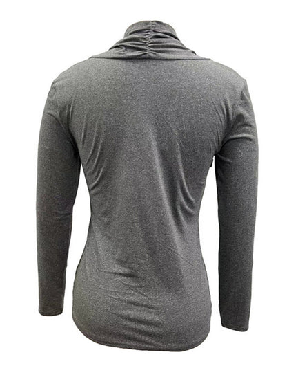 Leopard Print Patchwork U-neck Long-sleeved T-shirt