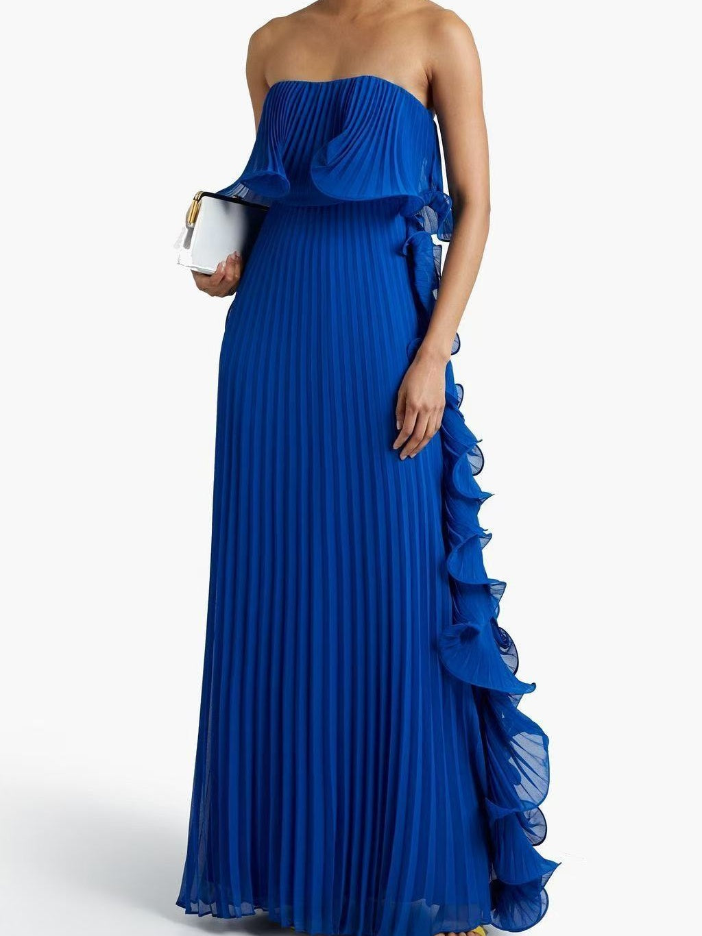 Pleated Strapless Maxi Dress