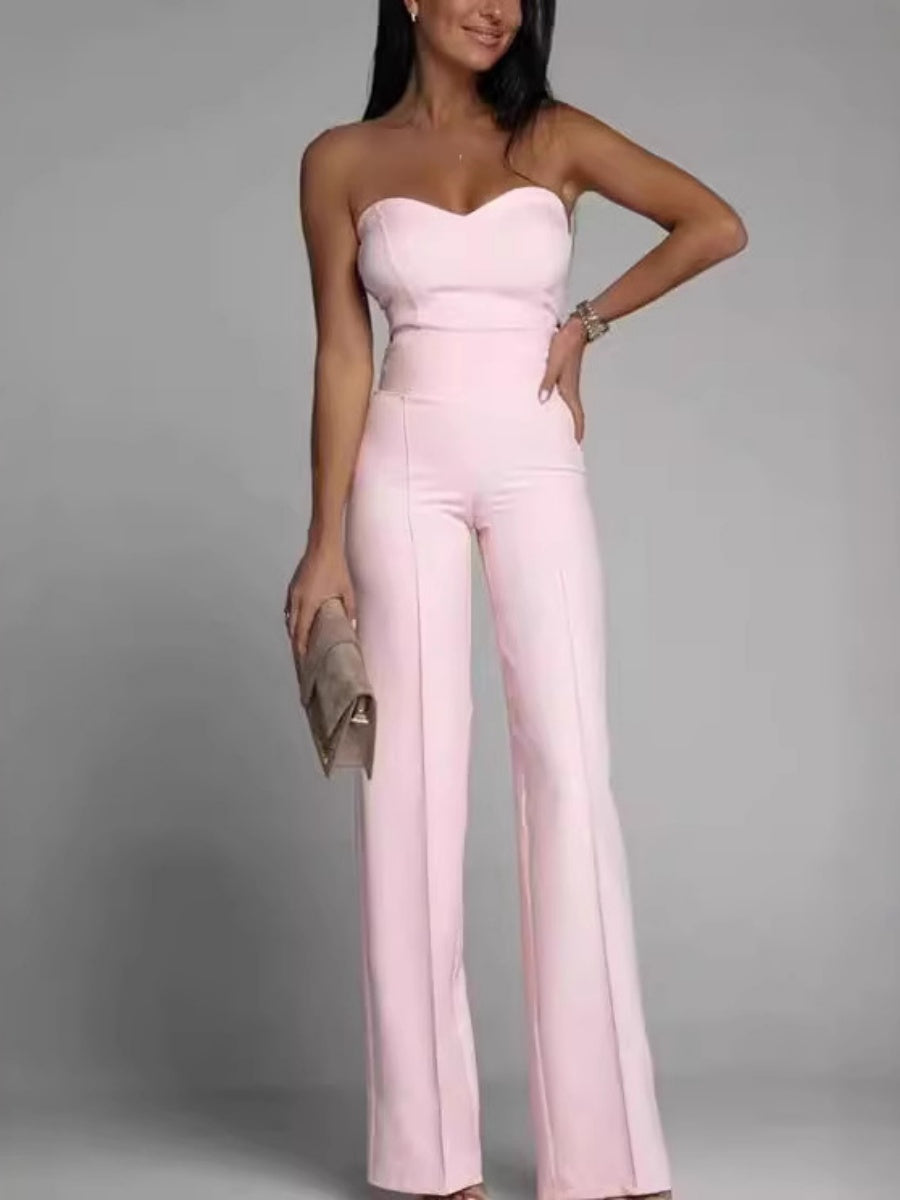 Tube Top Suit Trousers Straight-fit Leisure Sexy Jumpsuits