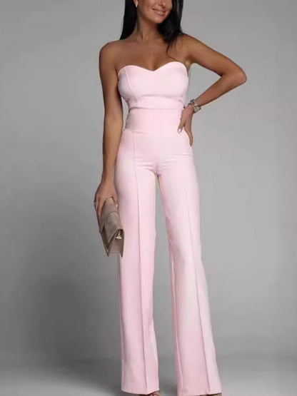 Tube Top Suit Trousers Straight-fit Leisure Sexy Jumpsuits