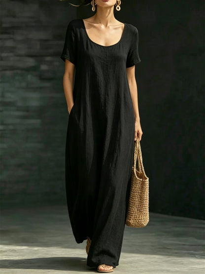 Solid Color Midi Dress