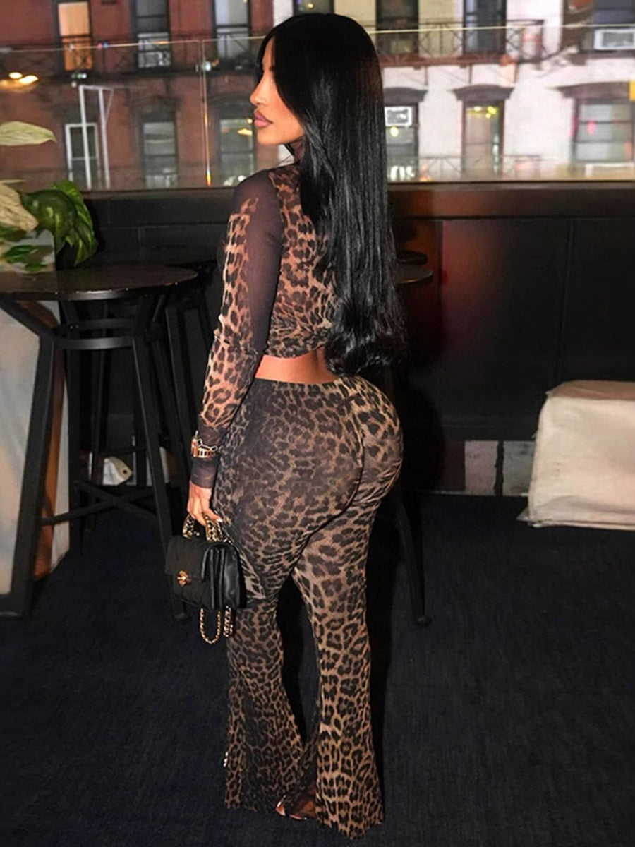 Leopard Print High-waisted 2-piece Sets