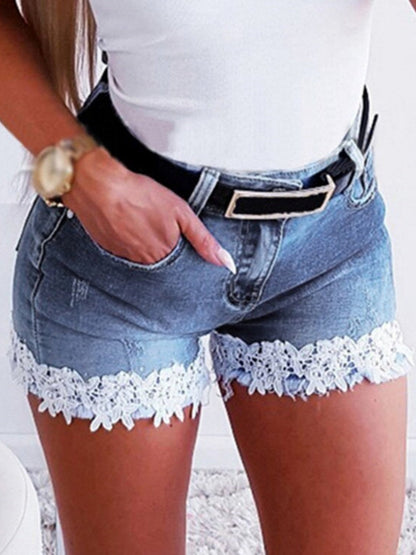 Denim Trim Stretch Slim-fit Shorts