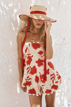 Floret Tube Co-Ord - Red