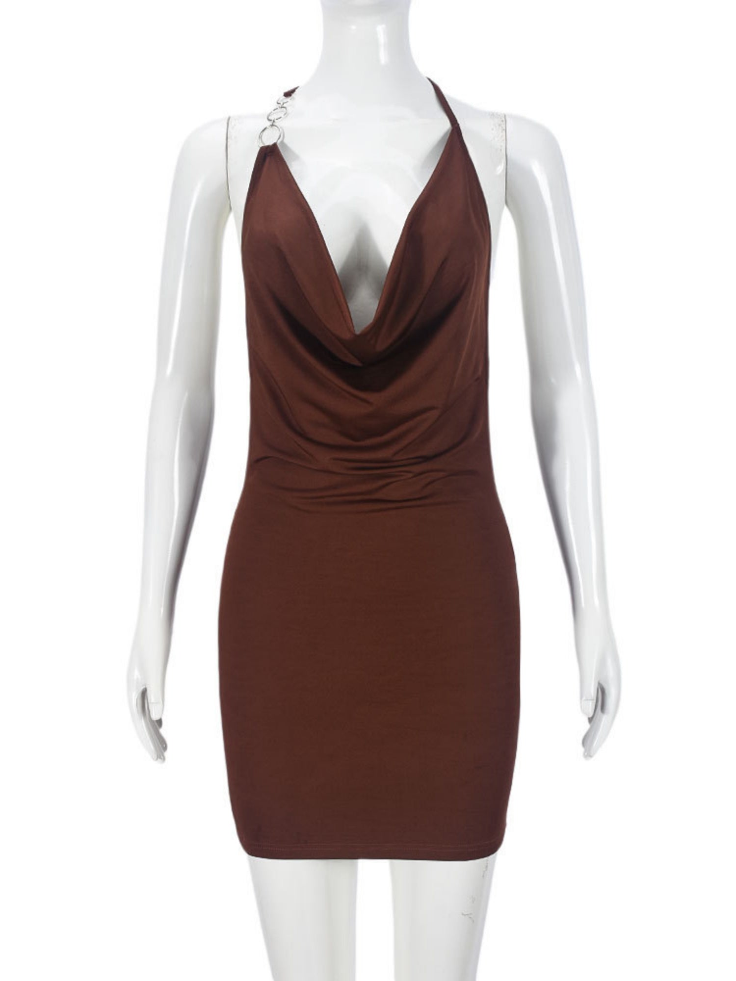 Deep V-neck Exposed Backpack Buttocks Camisoles Mini&Short Dresses