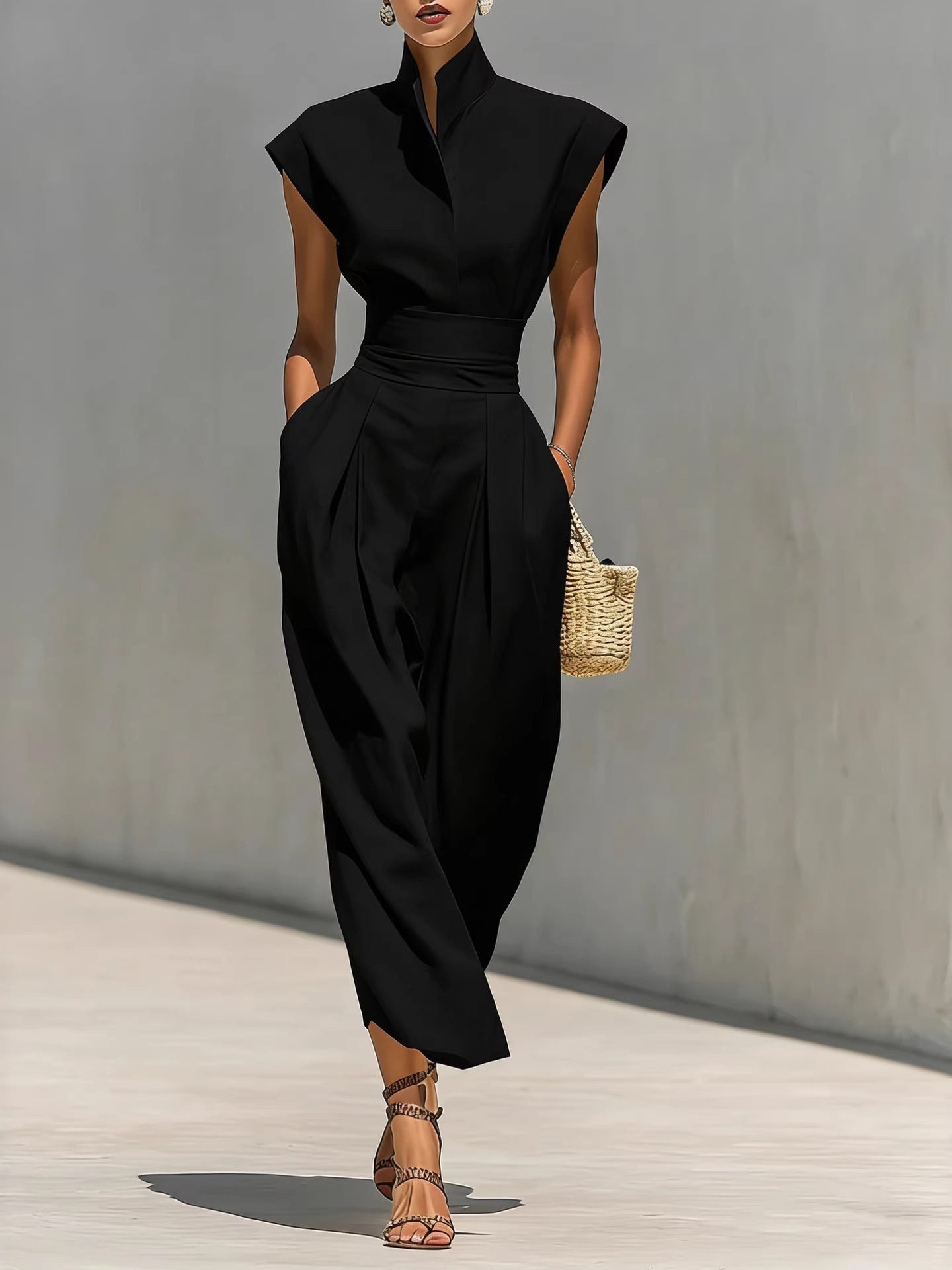 High Neck, Loose Fit, Sleeveless Maxi Dresses