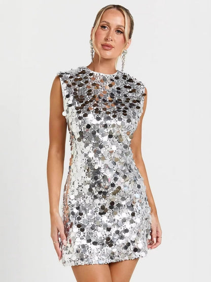 Sequins Sleeveless Slim-fit Mini&Short Dresses