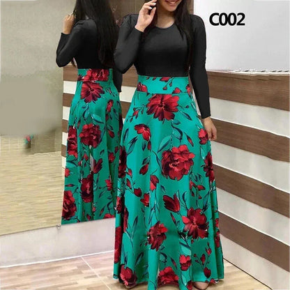Boho Floral Long Sleeve Maxi Dress for Women