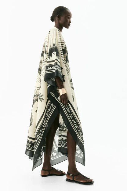 Oversized Flamingo Kaftan Maxi Dress