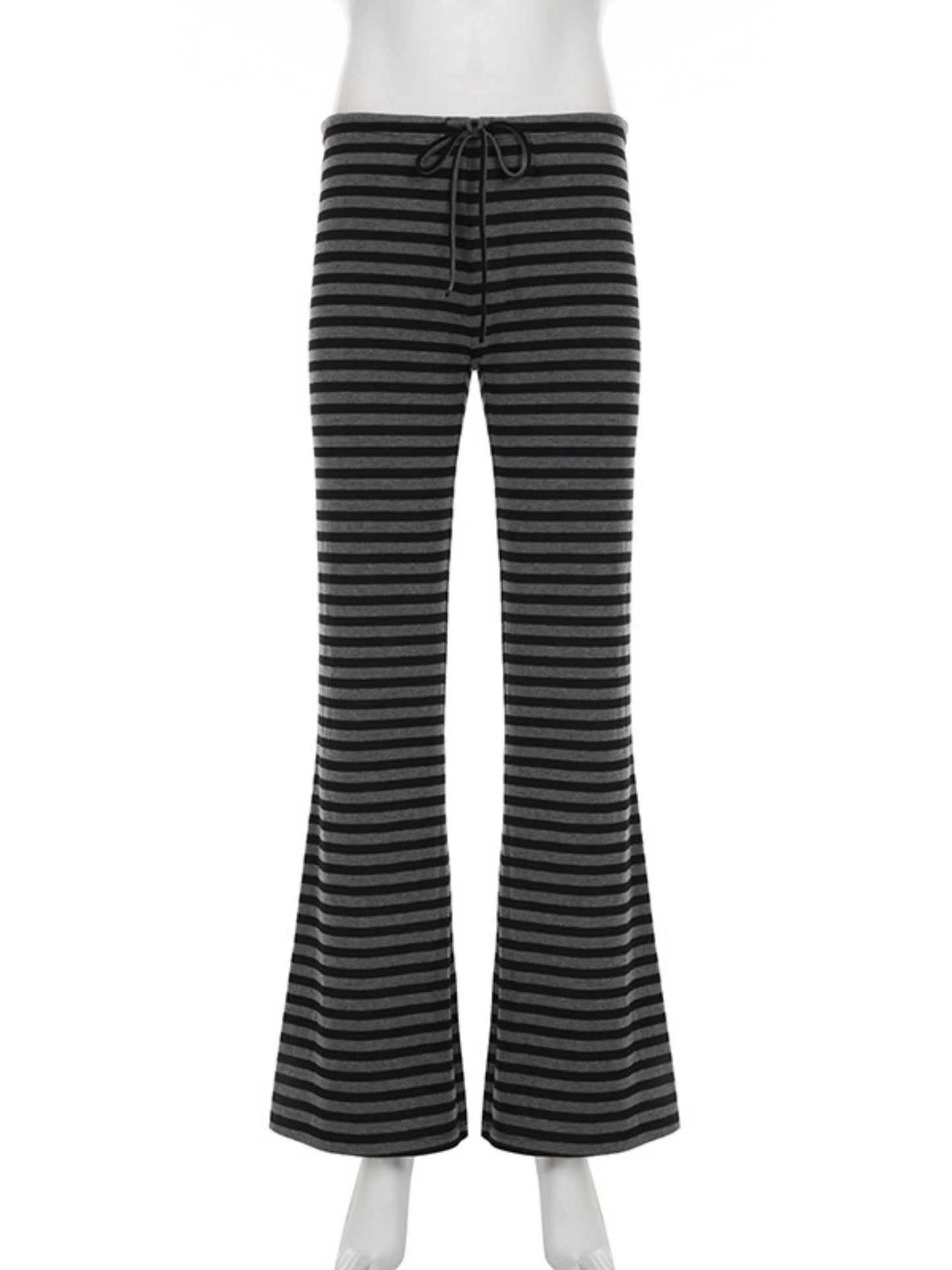 Striped Color Blocking Straps Flared Pants