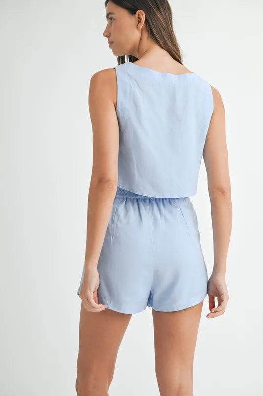 MABLE Linen and Crop Top and Shorts Set