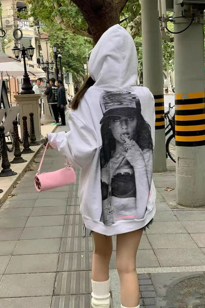 Casual 3D Character Print Hoodie