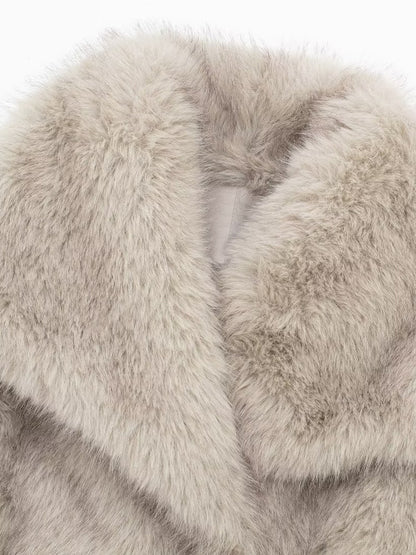 Faux Fur Coats Cozy Winter Women Chic Eco-friendly Fur Jacket In Burgundy