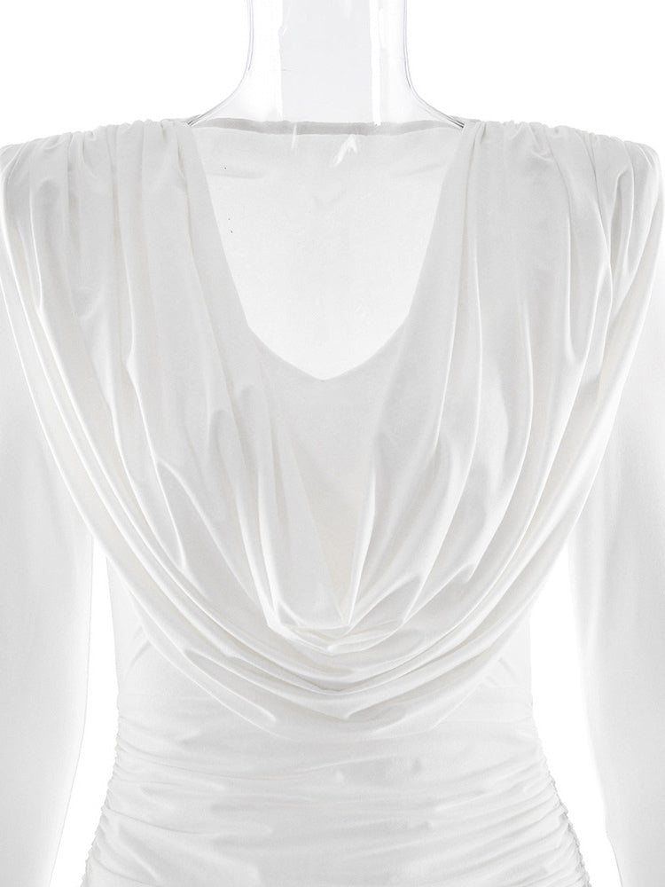 Modern Ruched Mini Dress With Deep V Neck For Women 2026