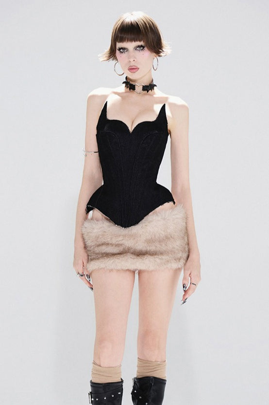 | Solid Color Backless Tube Fleece Two Piece Set