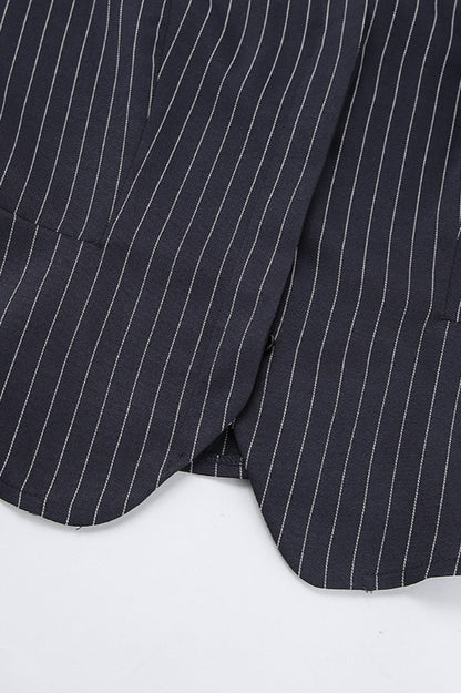Striped Halter Two Piece Blazer Skirt Set