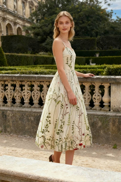 Party Mesh Flowered A Embroidery for Gown Line Summer