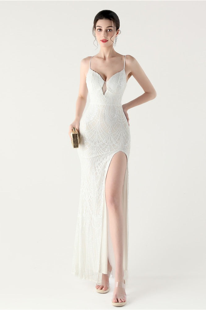 | Sequin V Neck Cross Strap Maxi Dress