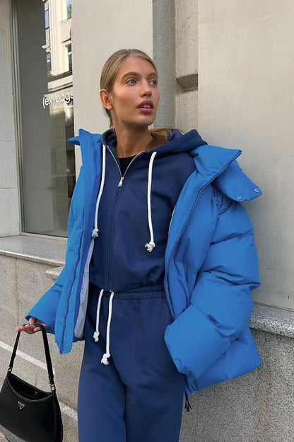 Heavy Duty Zipped Hooded Puffer Jacket