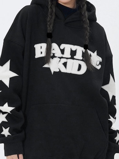 Street Letter Star Print Oversized Hoodie