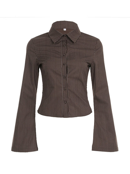 Stripe Print Long Sleeves Shirts