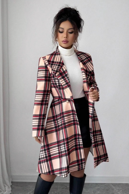 Trendy Print Dual Faced Wool Casual Long Sleeve Overcoat
