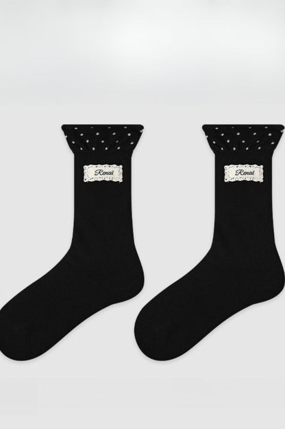 Two Tone Slouchy Letter Printed Socks