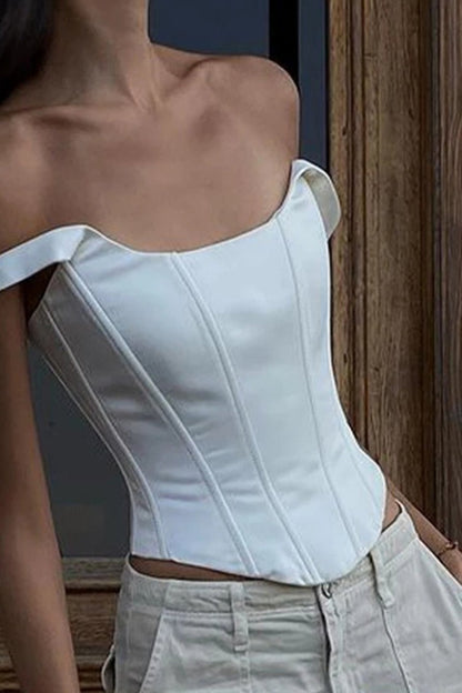Solid Color Boned Square Neck Tank Top