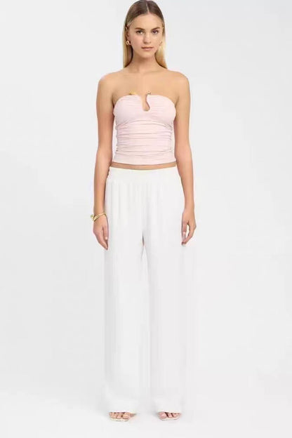 Dopamine Ruched Corset 3D Trim Crop Top