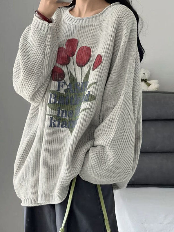 Tulip Jacquard Loose Sweater