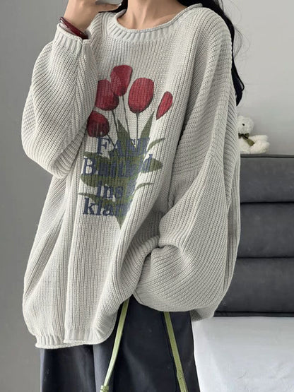 Tulip Jacquard Loose Sweater