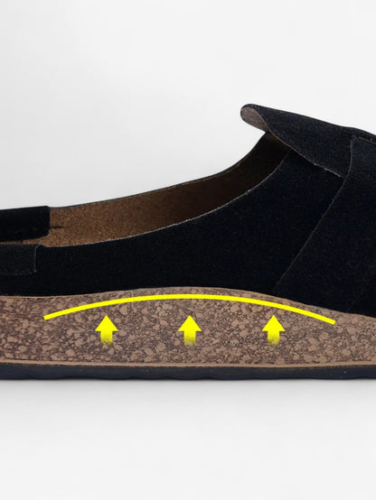 Jada Slip-On Mules | Faux Suede Clogs with Buckle Detail