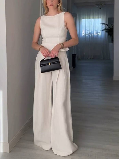 Minimalist Sleeveless High Waist A- Line Hem Shirt