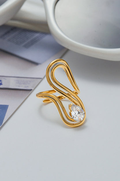 Elegant Zircon Geometric Titanium Steel Ring