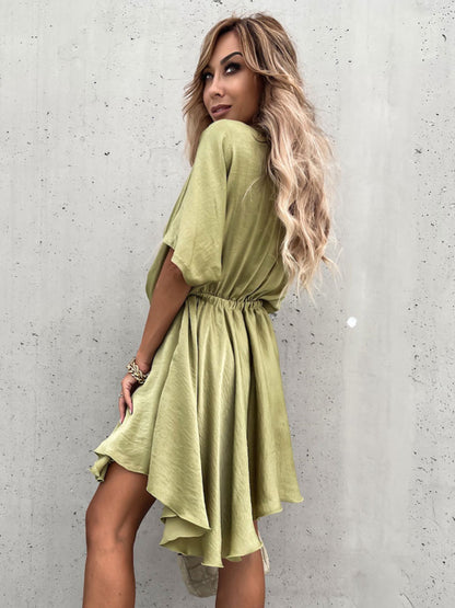 Mini Dresses Black Half Sleeves Short Dress