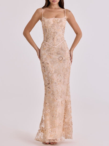 Low-cut Sleeveless Sexy Backless Tie-up Long Dress