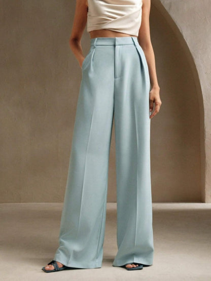 Commuting Loose High-waisted Straight Wide-leg Trousers