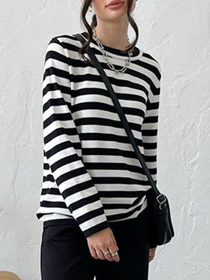 Striped Crew Neck Knit Sweater