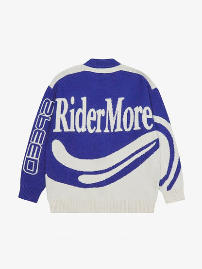 Vintage Graphic Zip Up Knit Cardigan